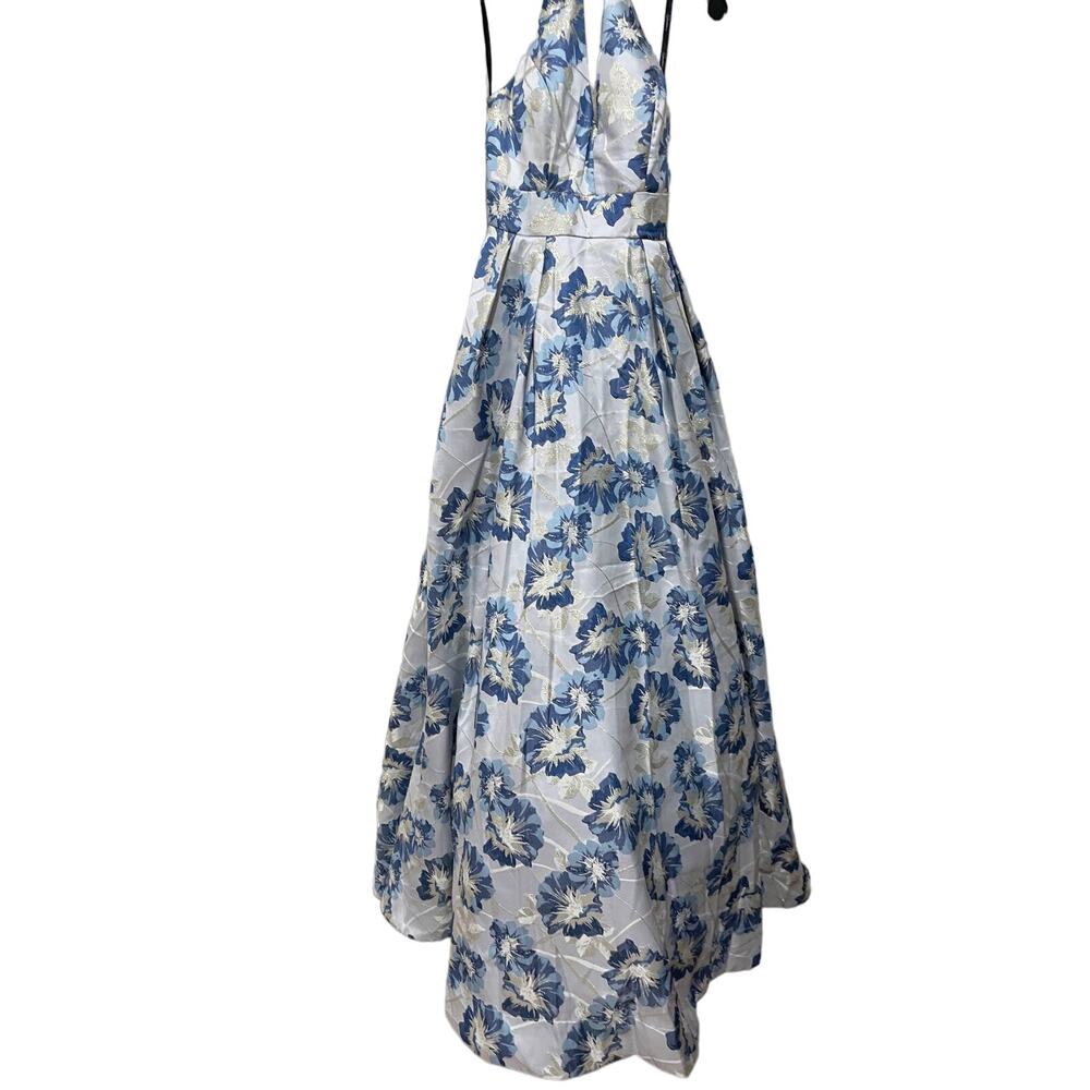 Speechless Blue Metallic Halter Evening Formal Dress Gown Size 0 New with Tags - Picture 7 of 10